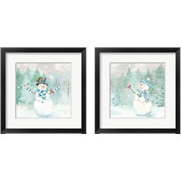 Framed 'Let it Snow Blue Snowman 2 Piece Framed Art Print Set' border=