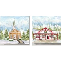 Framed 'Christmas Village 2 Piece Art Print Set' border=