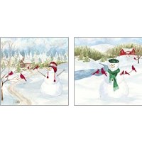 Framed 'Snowman Christmas 2 Piece Art Print Set' border=