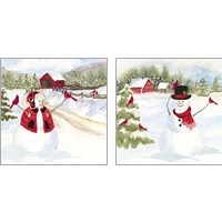 Framed 'Snowman Christmas 2 Piece Art Print Set' border=