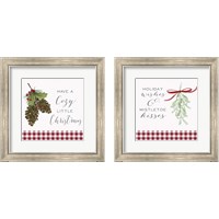 Framed 'Cozy Christmas Gingham 2 Piece Framed Art Print Set' border=