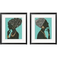 Framed 'Graceful Majesty Turquoise 2 Piece Framed Art Print Set' border=