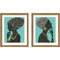 Framed 'Graceful Majesty Turquoise 2 Piece Framed Art Print Set' border=