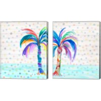 Framed 'Funky Palm on Dots 2 Piece Canvas Print Set' border=