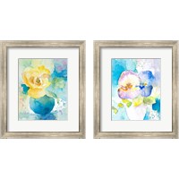 Framed 'Abstract Vase of Flowers 2 Piece Framed Art Print Set' border=