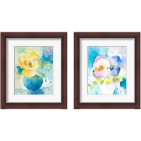 Framed 'Abstract Vase of Flowers 2 Piece Framed Art Print Set' border=