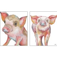 Framed 'Pig 2 Piece Art Print Set' border=