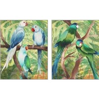 Framed 'Tropical Birds 2 Piece Art Print Set' border=