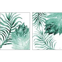 Framed 'Teal Fern and Leaf 2 Piece Art Print Set' border=