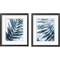 Framed 'Blue Jungle Leaf 2 Piece Framed Art Print Set' border=