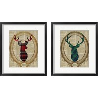 Framed 'Holiday Tartan Deer  2 Piece Framed Art Print Set' border=