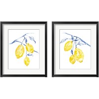 Framed 'Watercolor Lemons 2 Piece Framed Art Print Set' border=