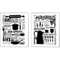 Framed 'Culinary Love BW 2 Piece Canvas Print Set' border=