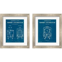 Framed 'Locomotive Blueprint 2 Piece Framed Art Print Set' border=