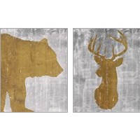 Framed 'Rustic Lodge Animals on Grey 2 Piece Art Print Set' border=
