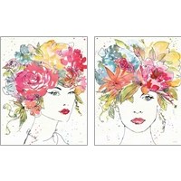 Framed 'Floral Figures 2 Piece Art Print Set' border=