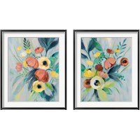 Framed 'Colorful Elegant Floral 2 Piece Framed Art Print Set' border=