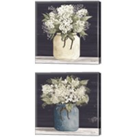 Framed 'White Flowers 2 Piece Canvas Print Set' border=