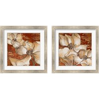 Framed 'Whispering Magnolia on Red 2 Piece Framed Art Print Set' border=