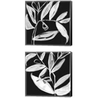 Framed 'Quirky White Leaves 2 Piece Canvas Print Set' border=