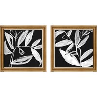 Framed 'Quirky White Leaves 2 Piece Framed Art Print Set' border=