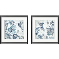 Framed 'Watercolor Boho Blue Hummingbird 2 Piece Framed Art Print Set' border=