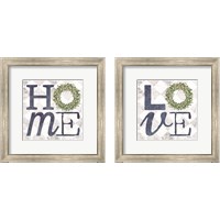 Framed 'Home with Eucalyptus Wreath 2 Piece Framed Art Print Set' border=