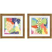 Framed 'Bright Life Blue Green 2 Piece Framed Art Print Set' border=