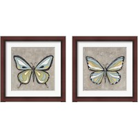 Framed 'Graphic Spring Butterfly 2 Piece Framed Art Print Set' border=