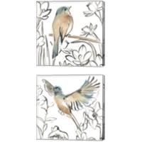 Framed 'Songbird Meadow 2 Piece Canvas Print Set' border=