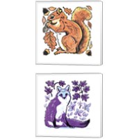 Framed 'Colorful Animals 2 Piece Canvas Print Set' border=