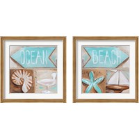 Framed 'Beach & Ocean 2 Piece Framed Art Print Set' border=