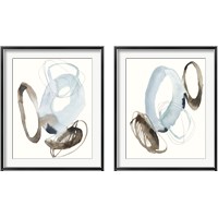 Framed 'Blue & Umber Rounds 2 Piece Framed Art Print Set' border=