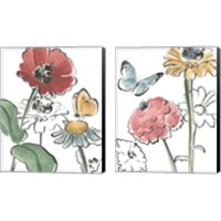 Framed 'Boho Florals 2 Piece Canvas Print Set' border=