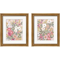 Framed 'Pretty Pink Floral 2 Piece Framed Art Print Set' border=