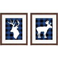 Framed 'Plaid Deer 2 Piece Framed Art Print Set' border=