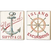 Framed 'Floursack Nautical Red 2 Piece Canvas Print Set' border=