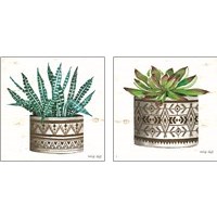 Framed 'Cactus Mud Cloth Vase 2 Piece Art Print Set' border=