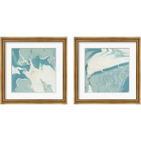 Framed 'Marbled Aqua 2 Piece Framed Art Print Set' border=