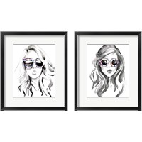 Framed 'Look into the Sun(Glasses) 2 Piece Framed Art Print Set' border=