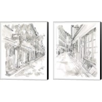 Framed 'European City Sketch 2 Piece Canvas Print Set' border=