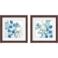 Framed 'Eucalyptus Leaves Navy 2 Piece Framed Art Print Set' border=