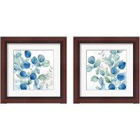 Framed 'Eucalyptus Leaves Navy 2 Piece Framed Art Print Set' border=