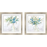 Framed 'Eucalyptus Vase Navy 2 Piece Framed Art Print Set' border=