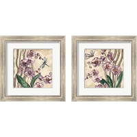 Framed 'Boho Orchid & Dragonfly 2 Piece Framed Art Print Set' border=