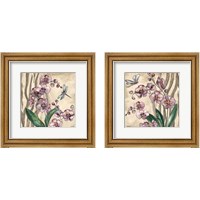 Framed 'Boho Orchid & Dragonfly 2 Piece Framed Art Print Set' border=