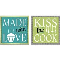 Framed 'Kiss the Cook 2 Piece Art Print Set' border=