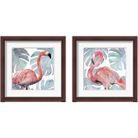 Framed 'Flamingo Splash 2 Piece Framed Art Print Set' border=