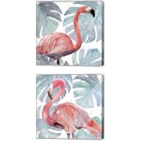 Framed 'Flamingo Splash 2 Piece Canvas Print Set' border=