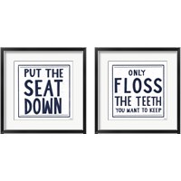 Framed 'Bathroom Rules 2 Piece Framed Art Print Set' border=